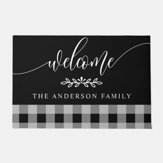 Black and White Buffalo Check Welcome Personated Deurmat (Voorkant)