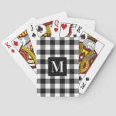Black and White Buffalo Plaid Custom Monogram Pokerkaarten (Achterkant)