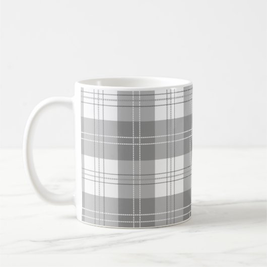Black and White Buffalo Plaid Koffiemok (Links)