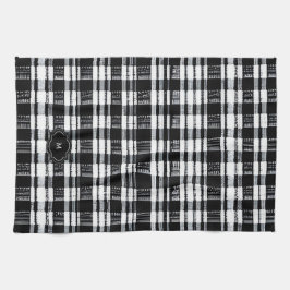 Black and white buffalo plaid monogrammed theedoek