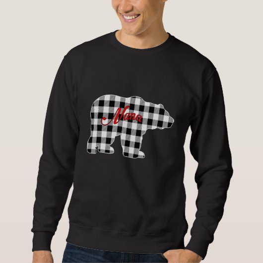 Black And White Buffalo Plaid Nana Bear Christmas  Trui (Voorkant)