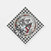 Black And White Buffalo Plaid Snowmen Paper Plate Servet (Hoek)