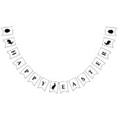 Black And White Bunnies Happy Easter Text Vlaggetjes (Alle)