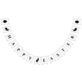 Black And White Bunnies Happy Easter Text Vlaggetjes