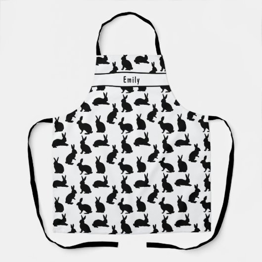 Black And White Bunny Pattern With Custom Name Schort (Voorkant)