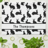 Black And White Bunny Shapes And Name Easter Theedoek (Gevouwen)