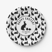 Black And White Bunny Shapes Modern Easter Papieren Bordje (Voorkant)