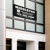 Black and White Business Banner with Logo (Buitenkant Gebouw)