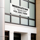 Black and White Business Banner with Logo (Buitenkant Gebouw)