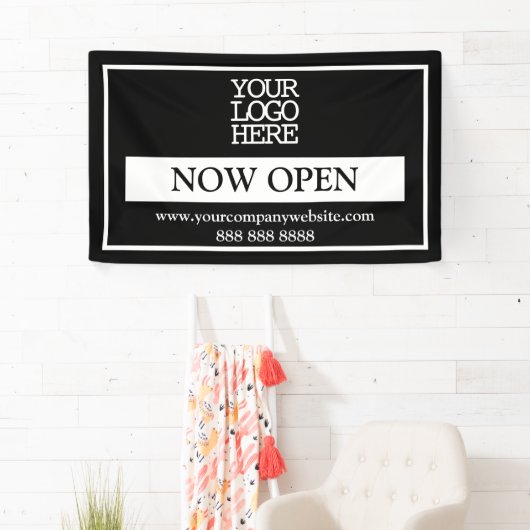 Black and White Business Logo Now Open Spandoek (Insitu)