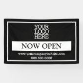 Black and White Business Logo Now Open Spandoek (Horizontaal)