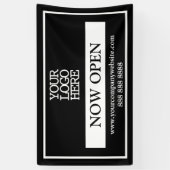 Black and White Business Logo Now Open Spandoek (Verticaal)