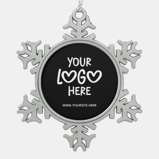 Black and White Business Logo Site Tin Sneeuwvlok Ornament (Voorkant)