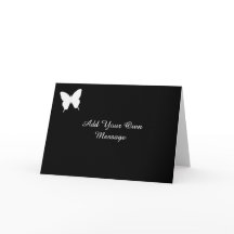 Black and White Butterfly Evening Invite Kaart
