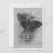 Black and White Butterfly Photo Overlay Wedding Kaart (Voorkant)