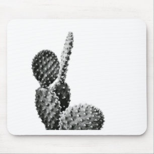 Black and White Cactus Zwart en Wit Muismat