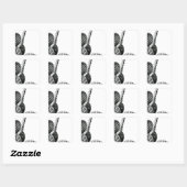 Black and White Cactus Zwart en Wit Vierkante Sticker (Vel)