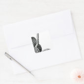 Black and White Cactus Zwart en Wit Vierkante Sticker (Envelop)