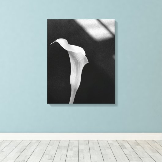 Black and White Calla Lily Canvas Afdruk (Insitu (Houten vloer))