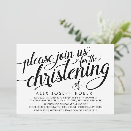 Black and White Calligraphy Uitnodiging voor het d (Staand voorkant)