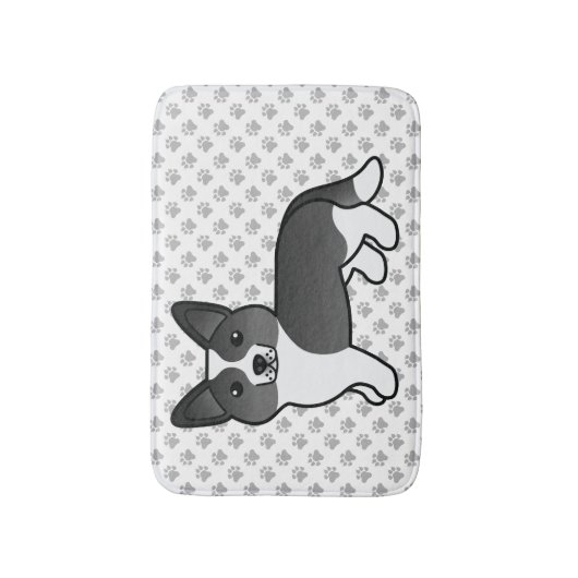 Black and White Cardigan Welsh Corgi Cartoon Dog Badmat (Voorkant Verticaal)