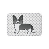 Black and White Cardigan Welsh Corgi Cartoon Dog Badmat (Voorkant)