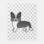Black and White Cardigan Welsh Corgi Cartoon Dog Fleece Deken (Voorkant)