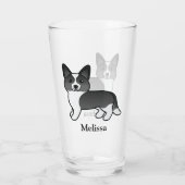 Black and White Cardigan Welsh Corgi Dog & Name Glas (Achterkant)