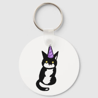 Black and White Cat Celebration  Keyring Sleutelhanger