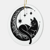 Black and White Cat Moon Window Suncatcher Keramisch Ornament (Links)