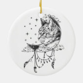 Black and White Cat Moon Window Suncatcher Keramisch Ornament (Achterkant)