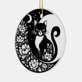 Black and White Cat Moon Window Suncatcher Keramisch Ornament (Rechts)