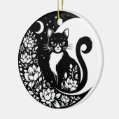 Black and White Cat Moon Window Suncatcher Keramisch Ornament (Links)