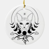 Black and White Cat Moon Window Suncatcher Keramisch Ornament (Achterkant)