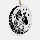 Black and White Cat Moon Window Suncatcher Keramisch Ornament (Rechts)