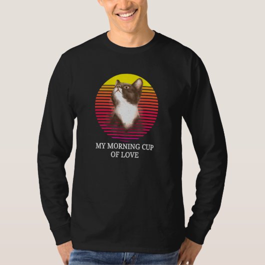 Black and White Cat Owner Love Kitten Retro Sunset T-shirt (Voorkant)