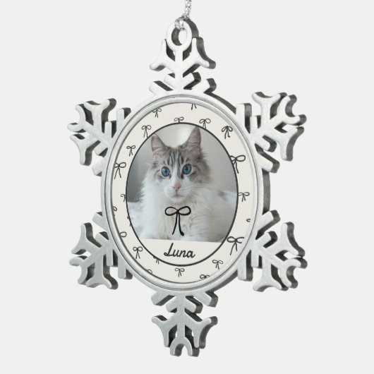 Black and White Cat Photo Snowflake Ornament (Rechts)