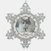 Black and White Cat Photo Snowflake Ornament (Voorkant)