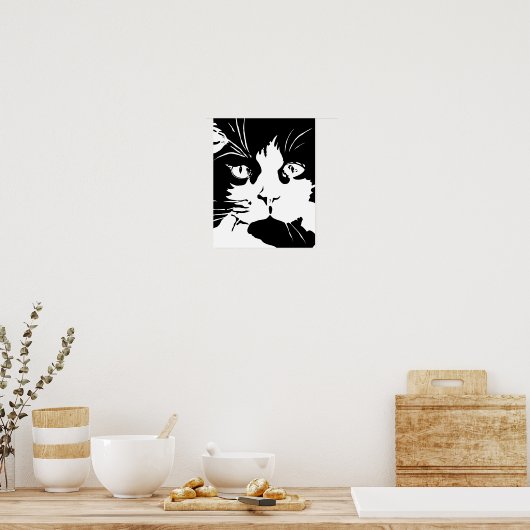 Black and white cat poster (Keuken)