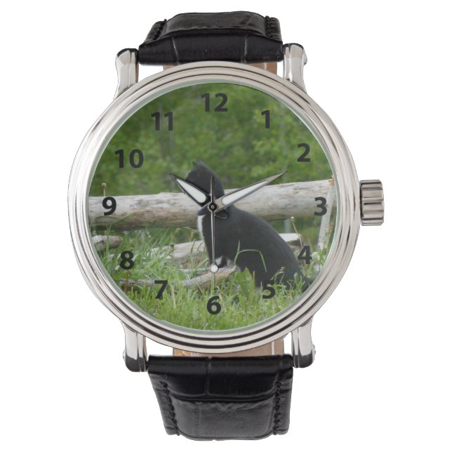 Black and White Cat Watch Horloge (Voorkant)