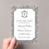 Black and White Catholic Wedding Save the Date Acryl Uitnodigingen (Insitu (Draagbaar))