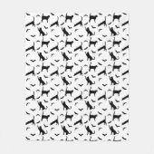 Black And White Cats And Bats Pattern Halloween Fleece Deken (Voorkant)