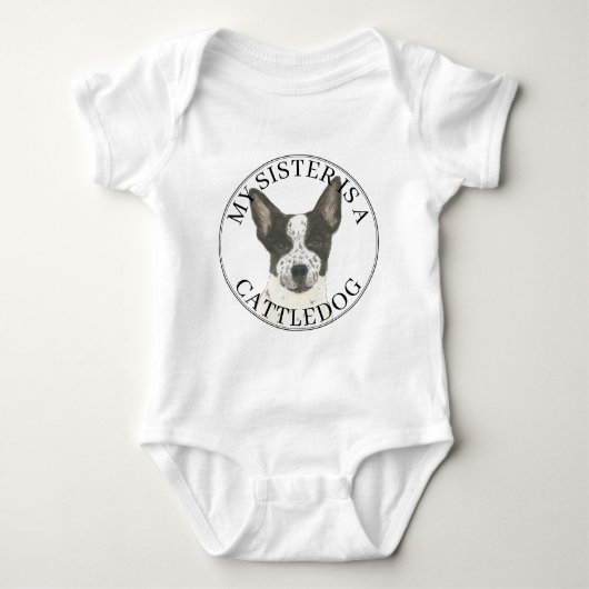 Black and White Cattledog Heeler Big Sister Romper (Voorkant)