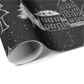 Black and White Chalk Snowy Town Cadeaupapier (Rol Hoek)