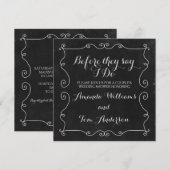 Black and White Chalkboard Style Wedding Shower Kaart (Voorkant / Achterkant)