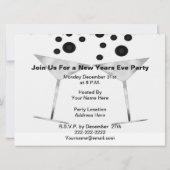 Black and White Champagne Nieuwjaarsuitnodiging Kaart (Achterkant)