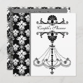 Black and White Chandelier Couple's Shower Invite Kaart (Voorkant / Achterkant)