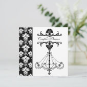 Black and White Chandelier Couple's Shower Invite Kaart (Staand voorkant)