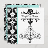 Black and White Chandelier Couple's Shower Invite Kaart (Voorkant / Achterkant)