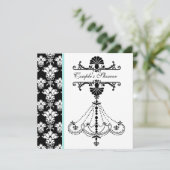 Black and White Chandelier Couple's Shower Invite Kaart (Staand voorkant)
